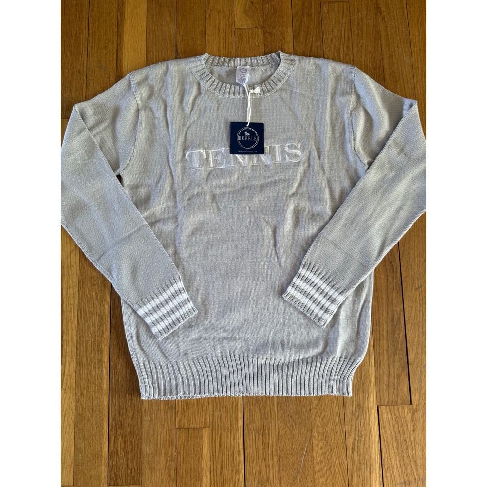 NWT The Bubble Grey TENNIS Light Weight Sweater Sz. M COLOR SOLD OUT